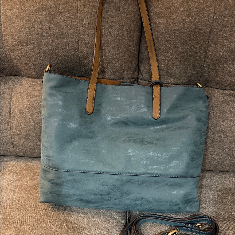 Joy Susan Womens Faux Leather Teal 3 in 1 Purse Handbag Clutch New No Tags Clean